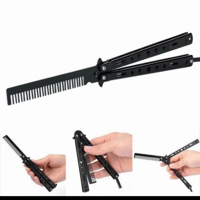 ✔️trending mainan murah Balisong Sisir ( Butterfly Knife Comb) - Hitam