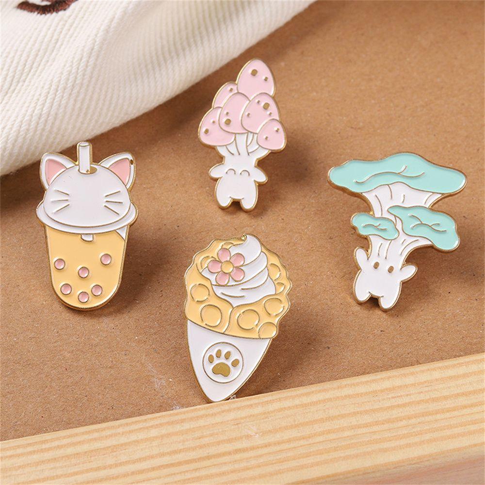 Lily Enamel Pin Jaket Kartun Es Krim Teh Jamur Lencana Makanan