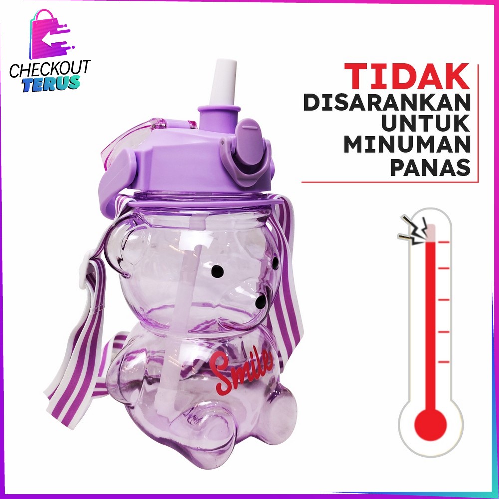 CT C589 C592 Botol Minum Anak Boneka Bear Beruang 1 Liter Polos Gradasi Botol Tumbler Minum Anak Karakter Bear Gemoy Pelangi