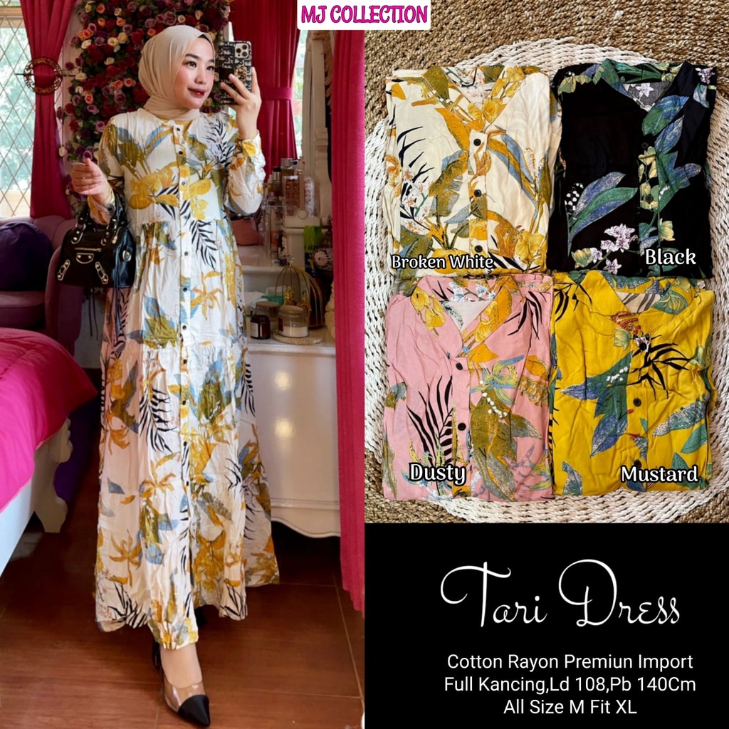 GAMIS/DRESS DENGAN FULL KANCING ~ BAHAN COTTON RAYON PREMIUM IMPORT ~ TARI DRESS ORIGINAL MJ COLLECT