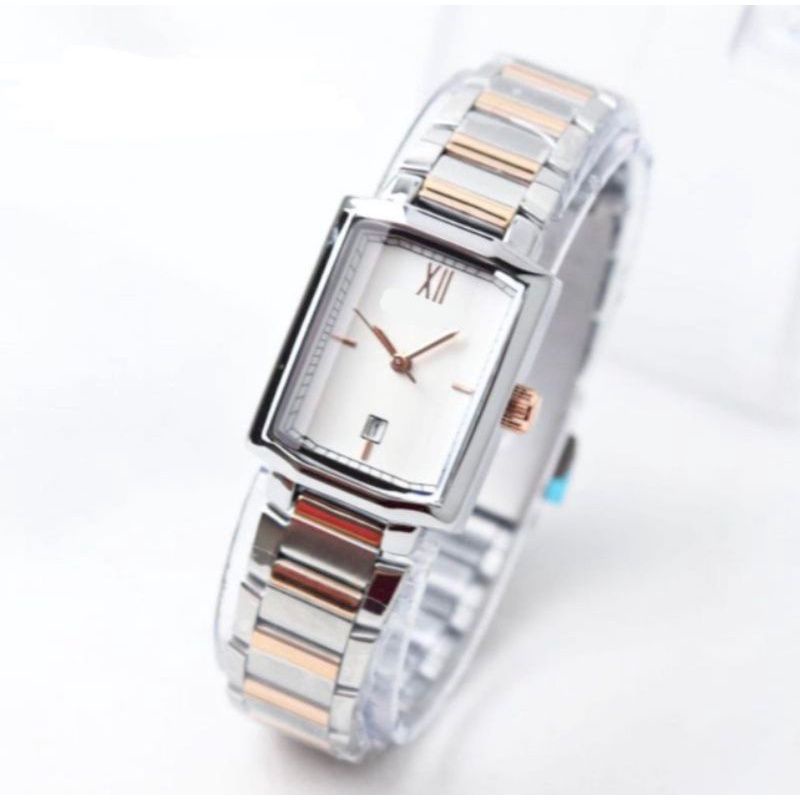 (Grosir)Jam Tangan Wanita Fashion F22il Kota Jarum Strap Rantai/Stell(Terima Cod)