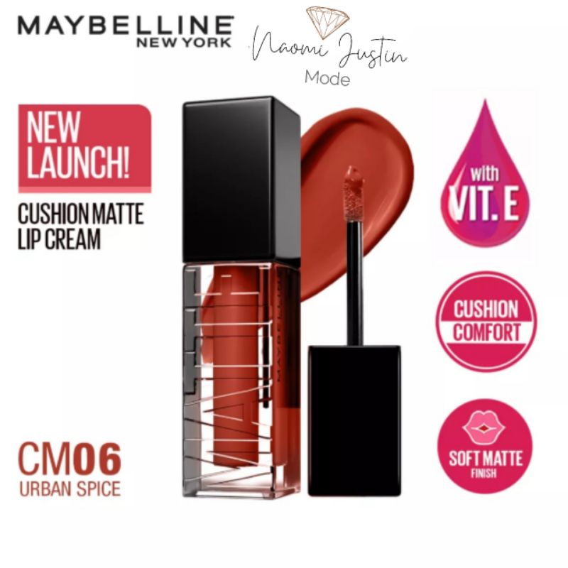 Baru Maybelline Cushion Matte Lip Cream Soft Velvet Finish Lembut &amp; Ringan (Lipstik Cream)