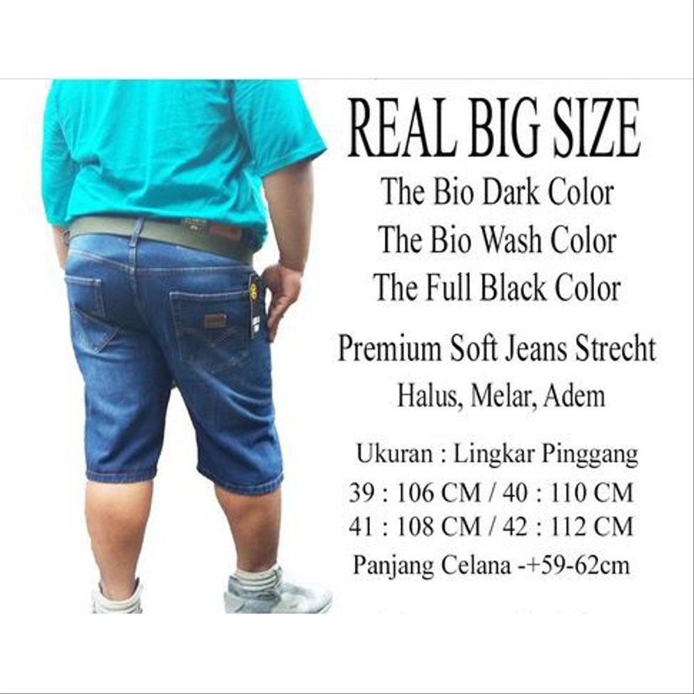  BIG  SIZE  JUMBO SIZE  39 44 Celana  pendek  jeans  denim  pria 