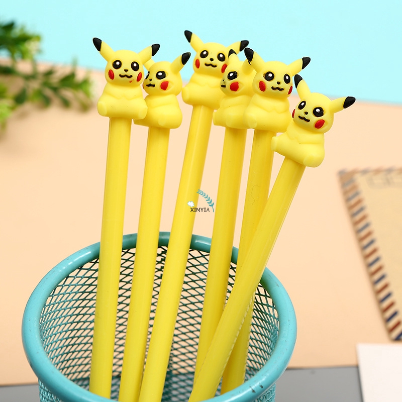 Pulpen Lucu Kartun Pikachu Tema Pena Gel Pikachu Hitam Pena Kreatif