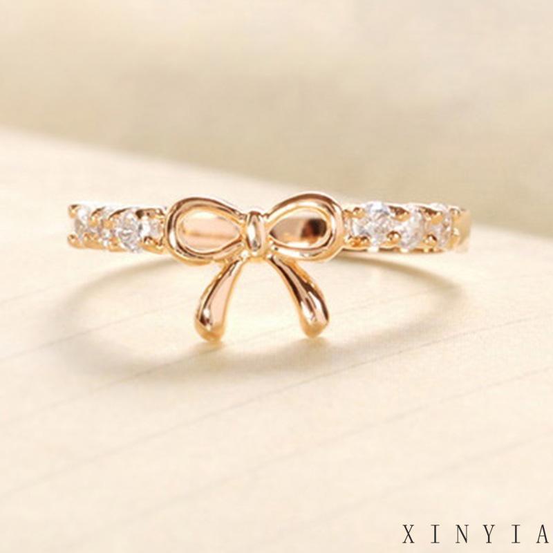 Xia.id Cincin Desain Pita Hias Berlian Gaya Simple Untuk Wanita