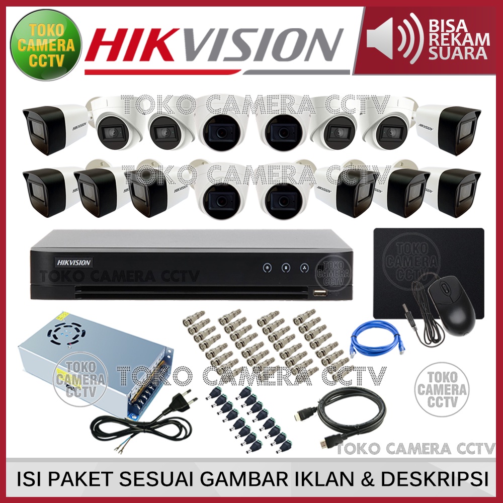 PAKET CCTV HIKVISION 2MP 16 CHANNEL 16 KAMERA AUDIO