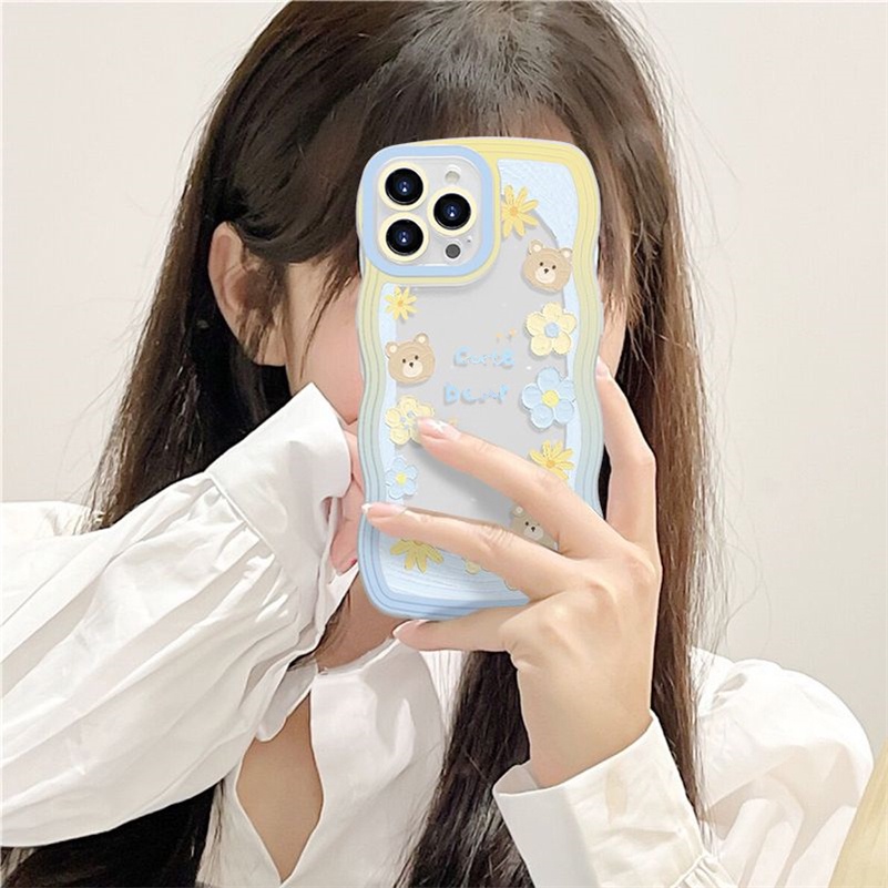 Soft Case Silikon Transparan Motif Beruang Untuk iPhone 14 13 12 11 Pro Max X Xr Xs Max 8 7 6 6s Plus