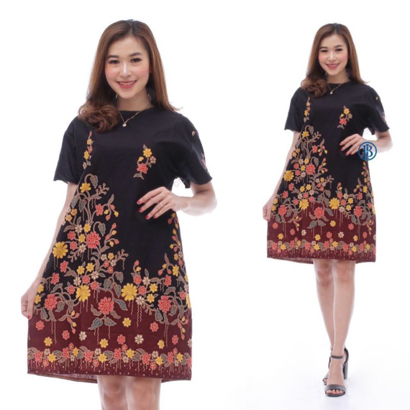 DRESS BATIK GROSIR / TUNIK BATIK HITAM 0044