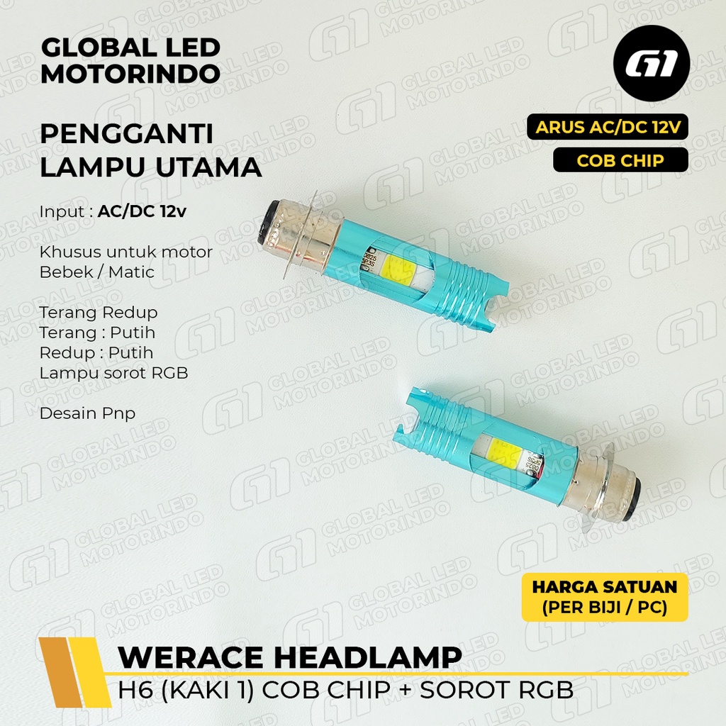 [WERACE] LED HEADLAMP KAKI 1 / H6 COB + LAMPU KOTA RGB LAMPU UNIK PNP TAHAN LAMA COCOK MOTOR BEBEK MATIC VARIO BEAT