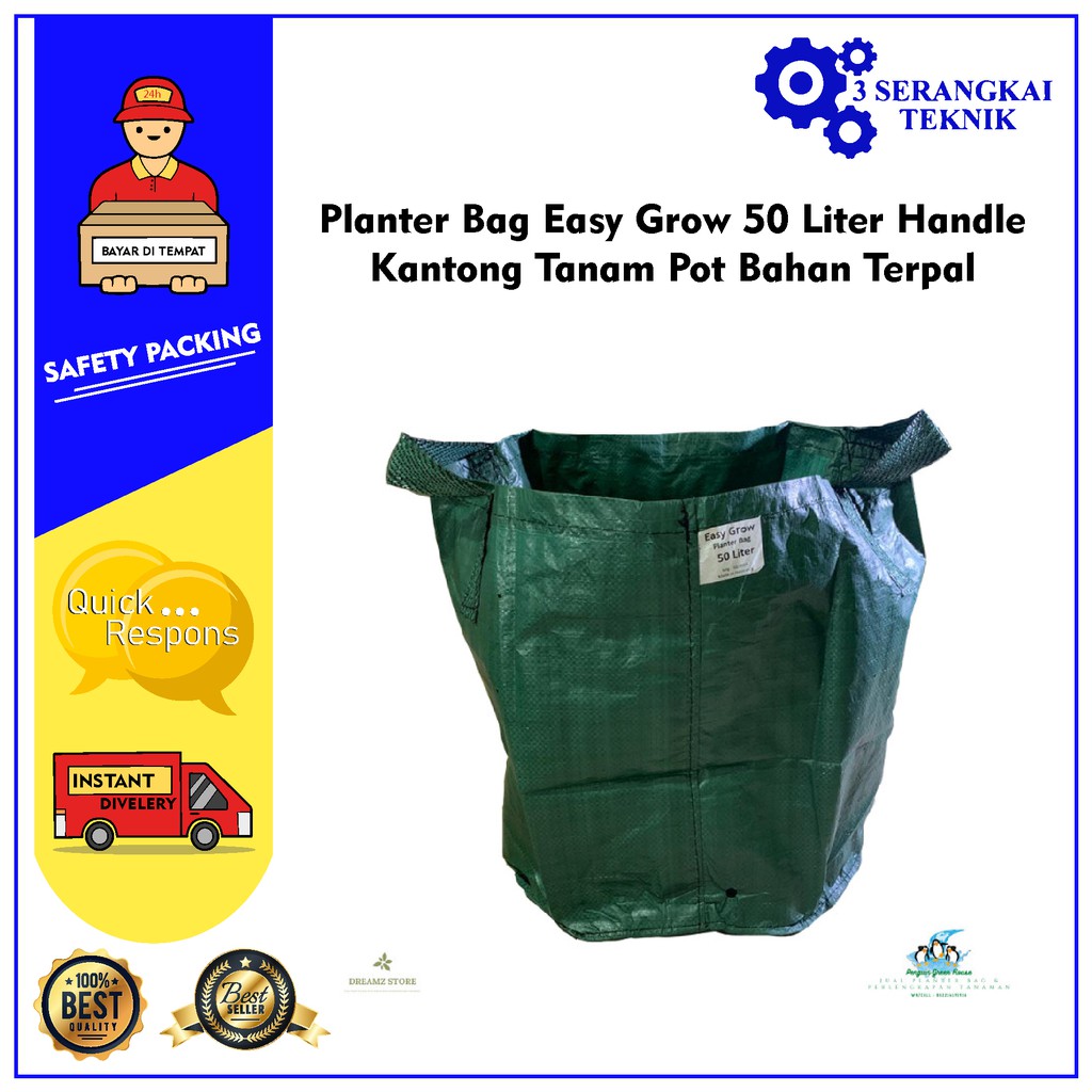 Planter Bag Easy Grow 50 Liter Handle Kantong Tanam Pot Bahan Terpal