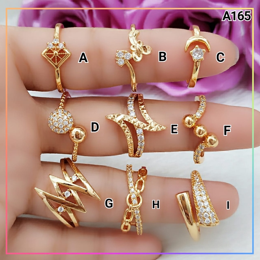 Cincin xuping cincin dewasa zigzag permata cantik perhiasan wanita lapis emas gold A165
