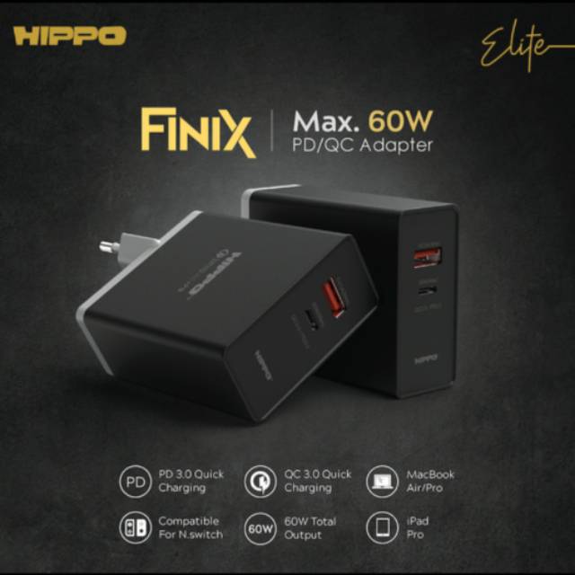 Hippo Elite Finix Adapter Charger 60 W Adaptor Charger Finix 60W