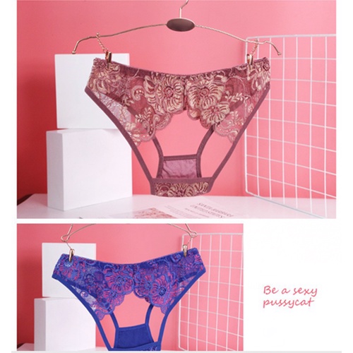 Celana Dalam Brief Wanita Thongs Sexy Low Waist berongga Cd Bunga Lace Lingerie Modis G Sting 3C219