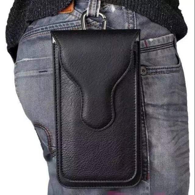 Sarung HP Android Pinggang isi 2 Slot Kulit asli Dompet HP Android