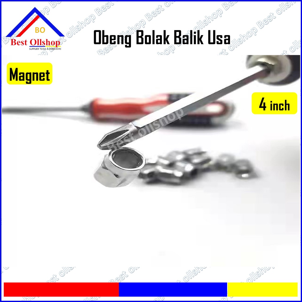 Obeng Bolak Balik USA 4 Inch / Track / Obeng Magnet / Obeng Plus Minus