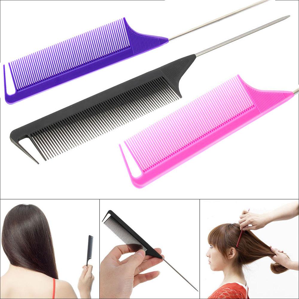 Rebuy Hair Tail Comb Stainless Steel Anti-static Hairdressing Sikat Rambut Lurus