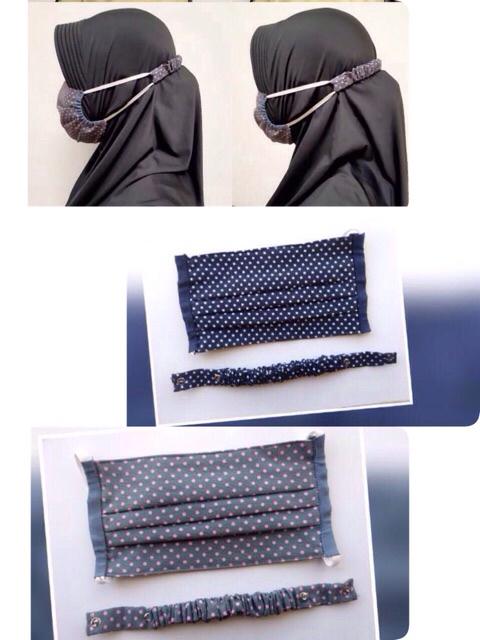 Set Pengait Dan Masker Kain Bahan Katun Jepang