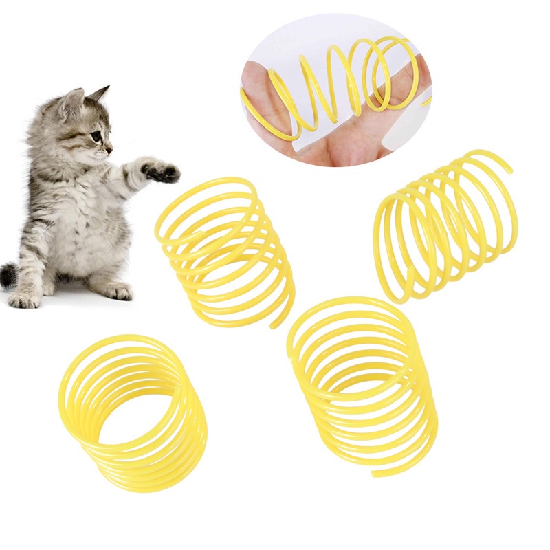 4Pc/Set Pet Cats Plastic Spring Toy / Colorful Super Elastic Entertainment Kitten Toy