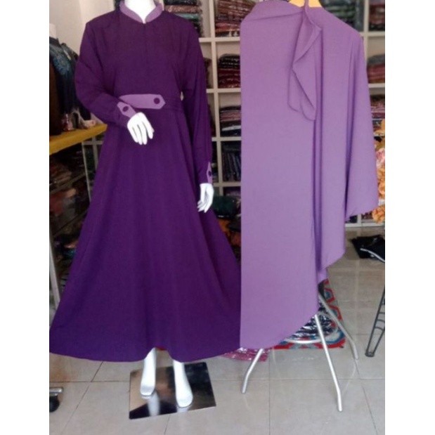 Set Gamis Wolfis + Jilbab + Cadar Tali