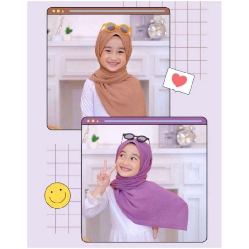 KERUDUNG PASHMINA PLISKET LIDI ANAK UMUR 4-10 TAHUN