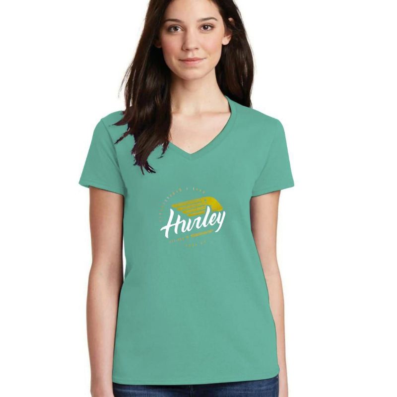 KAOS WANITA HURLEY HIJAU KAOS VNECK HURLEY ATASAN HURLEY WANITA