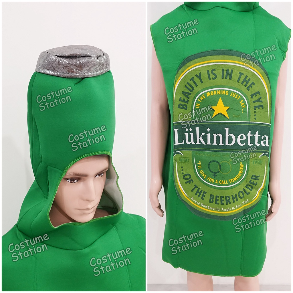 Kostum Beer Mascot / Costume Botol Bir Maskot Onesie Minuman Halloween dewasa