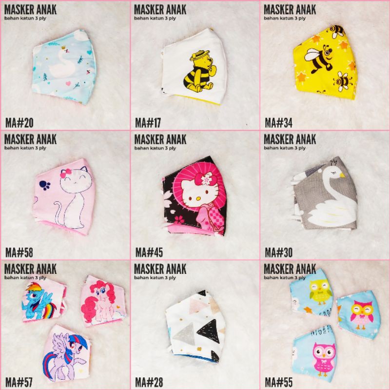 Masker Anak / Masker 3lapis / Masker motif / Motip random Boy or Girls