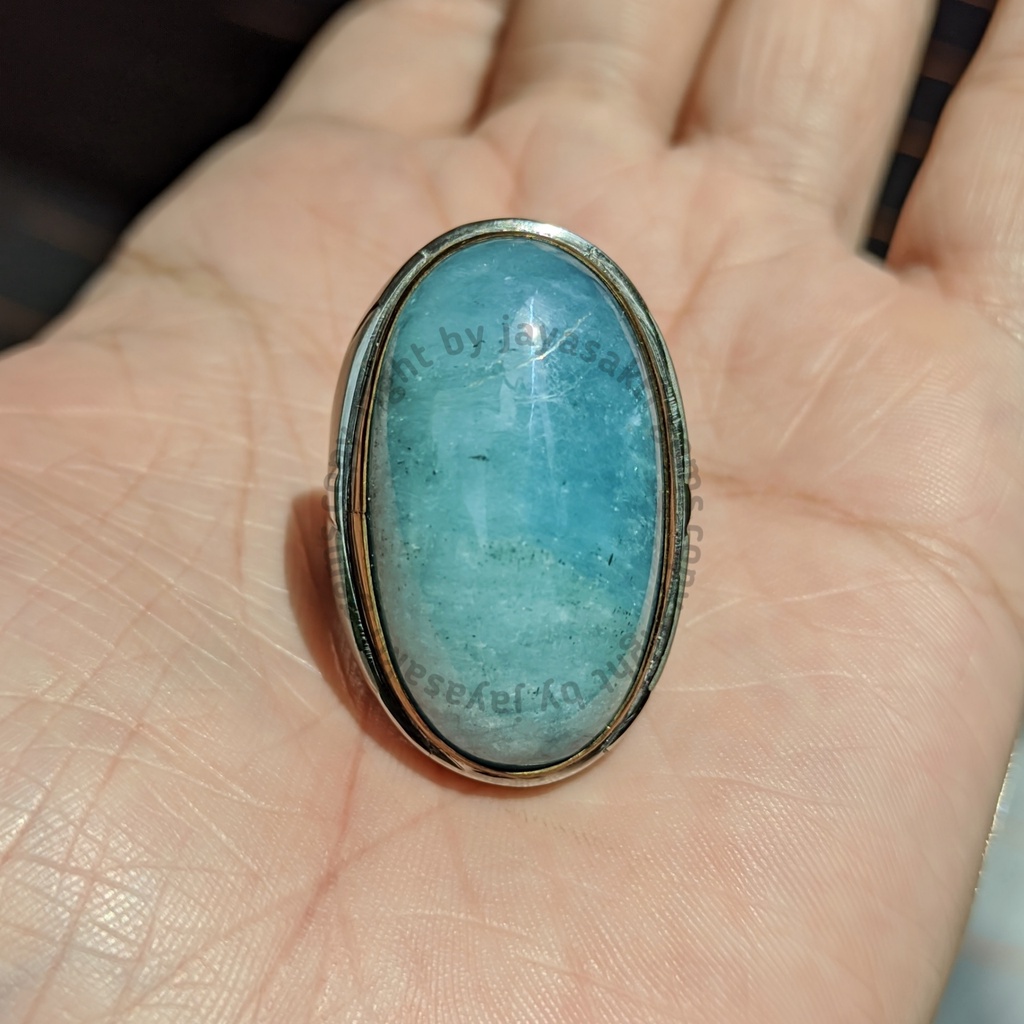 Natural Batu Akik Permata Aquamarine Berly Semi Pandan AMB01