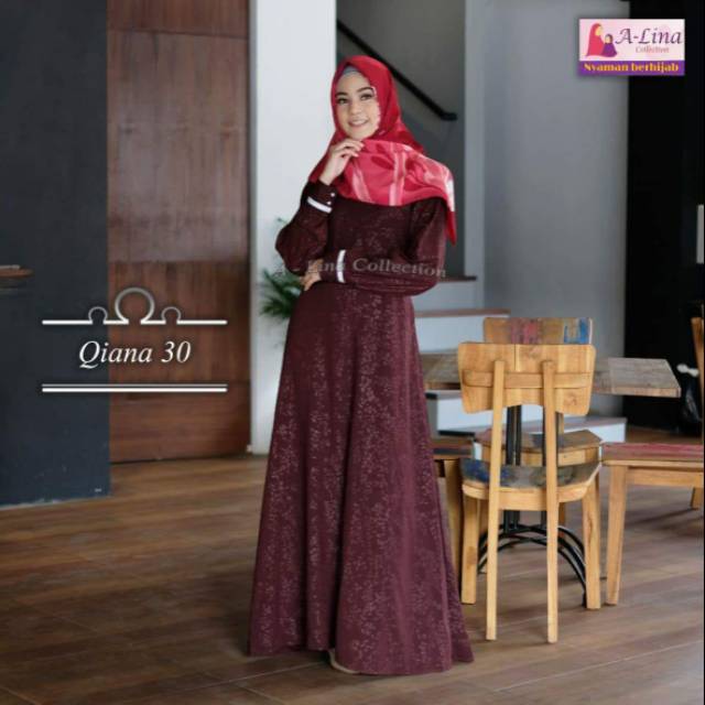 Gamis Alina Qiana Merah hati