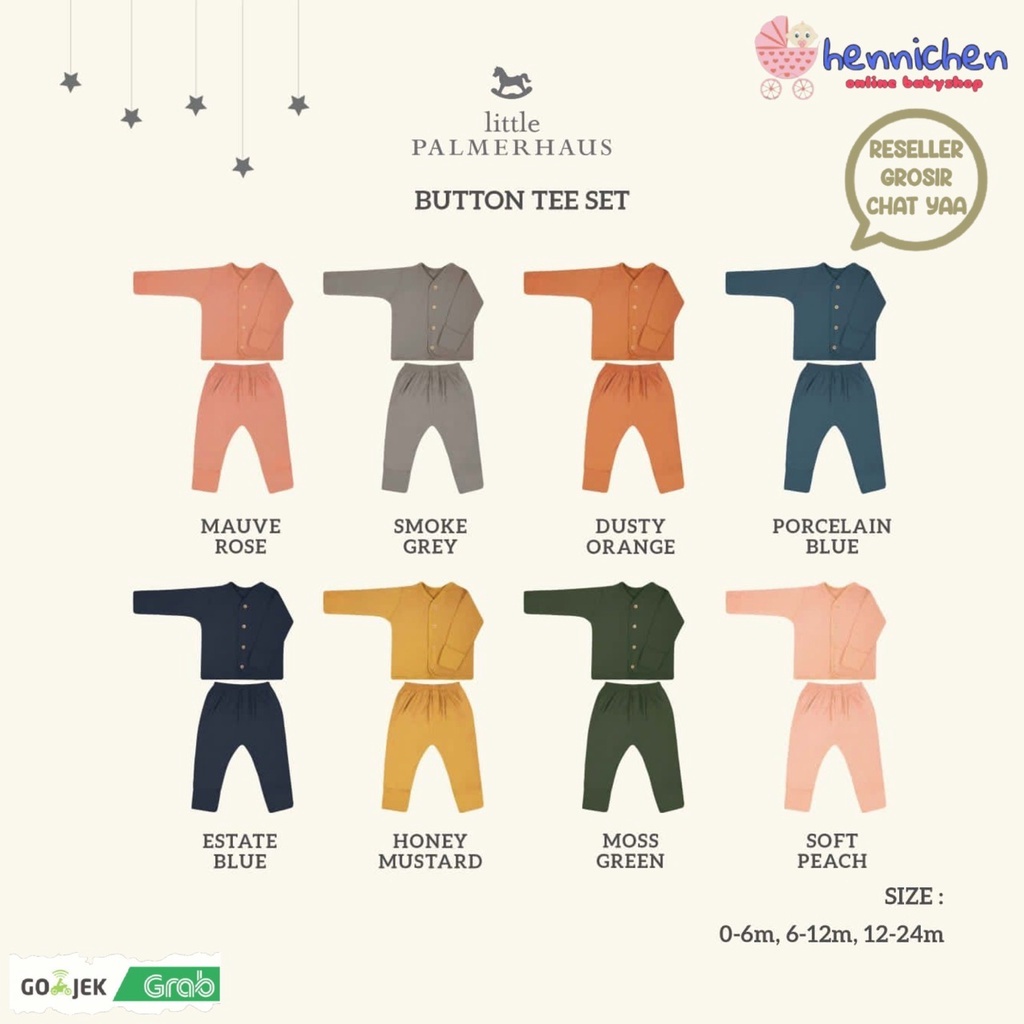 PROMO 7.7 PROMO BAJU LEBARAN Little Palmerhaus Button Tee Long Sleeve Setelan piyama anak  / Setelan baju bayi / baju anak