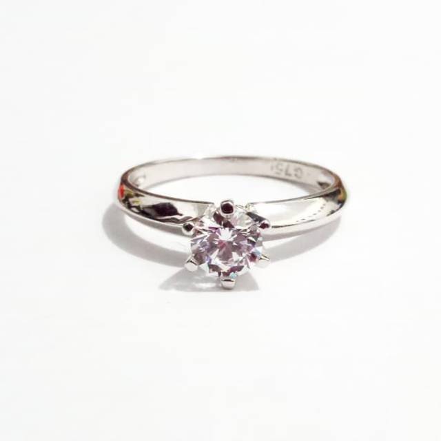 Cincin Soliter Mewah Cincin Nikah Elegant Emas Putih Asli