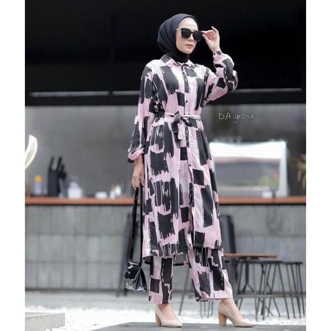 SETELAN TUNIK DUALIPA | SETELAN TUNIK | SETELAN TUNIK RAYON VISCOSE | TUNIK TERBARU | COD//Izdihaar_olshop