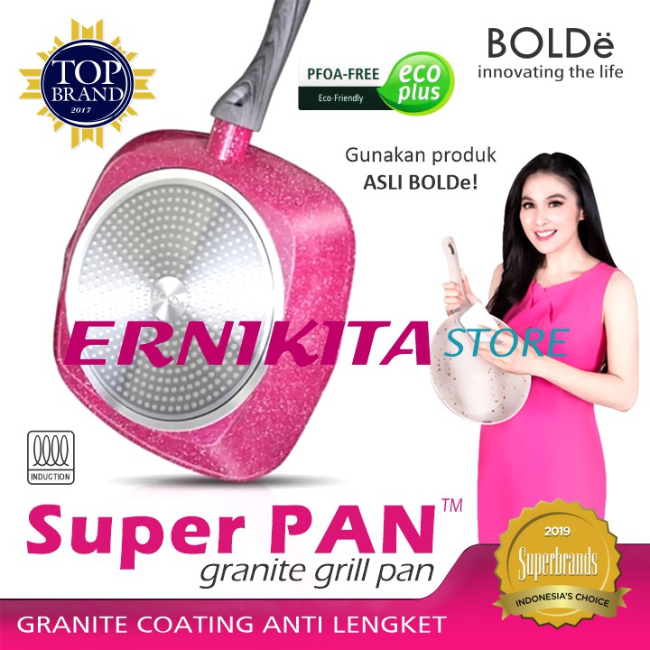 BOLDe SUPER GRILL PAN BLACK PINK 28 CM - Wajan Pemanggang Granite Coating