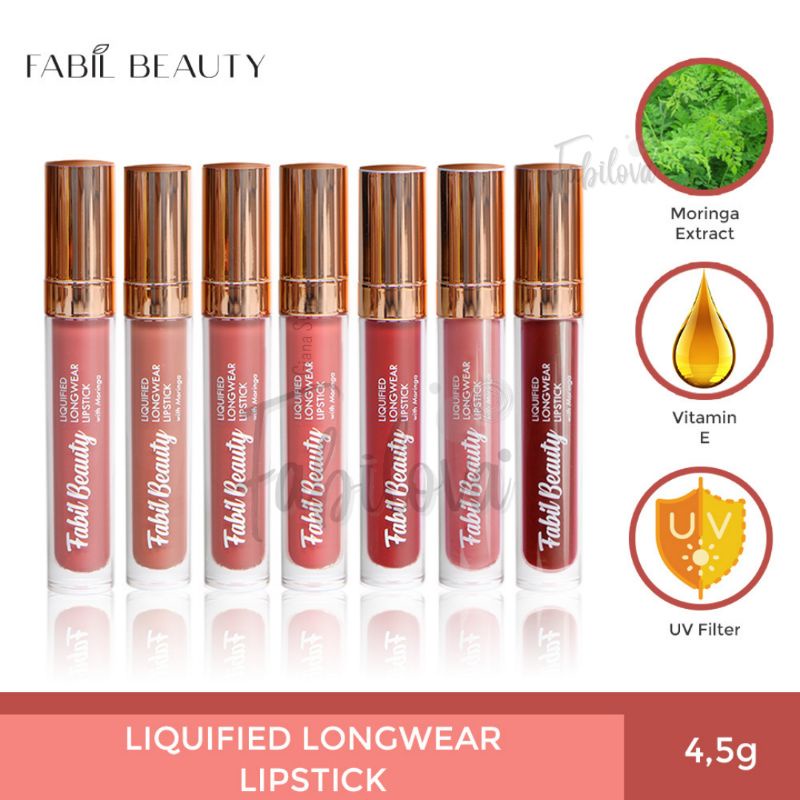 Terlaris Fabil Lip Cream Matte Daun Kelor Anti Crack Ringan Transferproof Lipstick Lipbalm Lipgloss