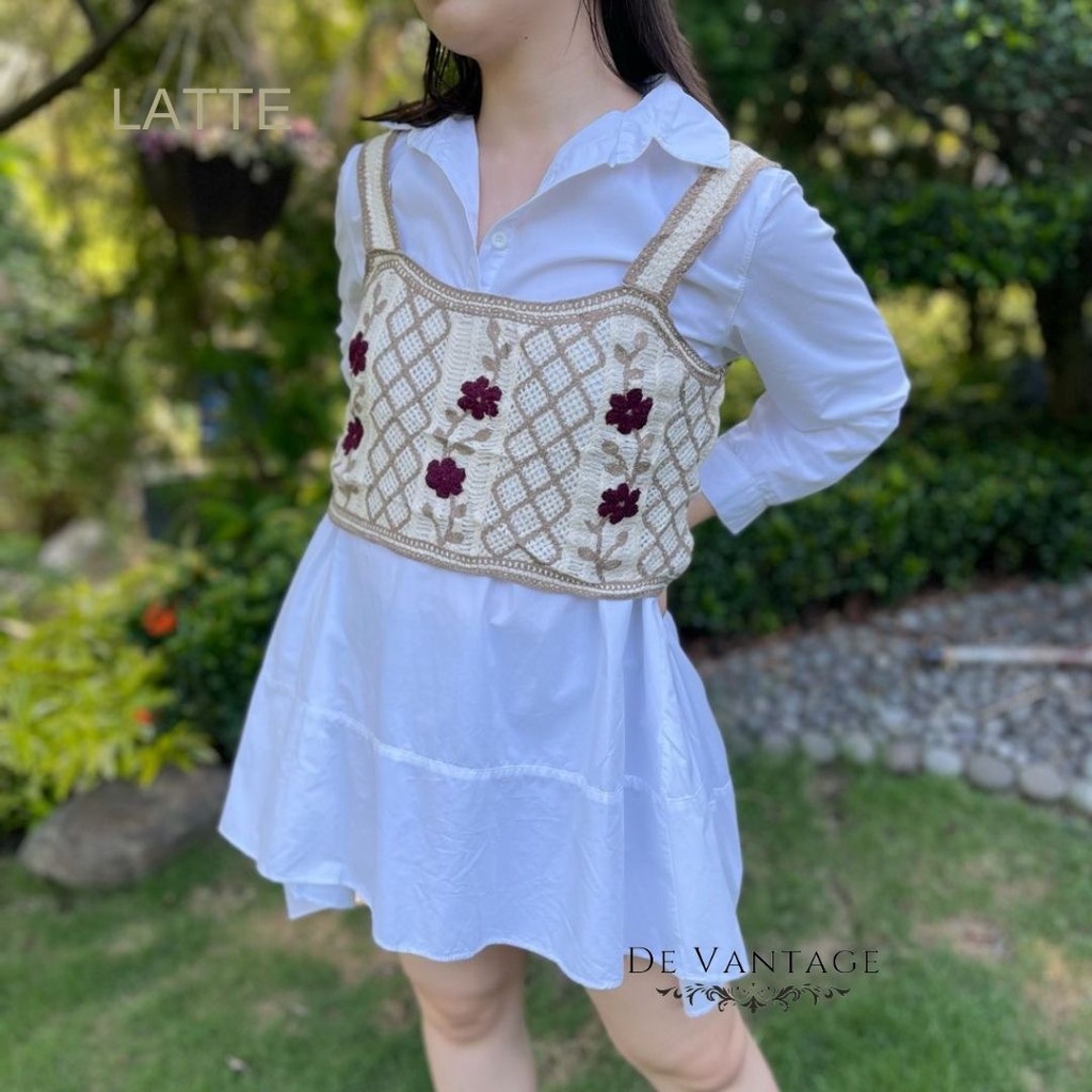 Vest Rajut / Rompi Lace Motif Bunga / Korean Knit Vest