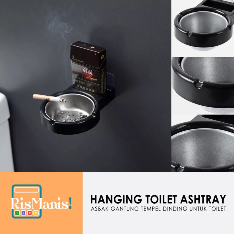 HANGING TOILET ASHTRAY - Asbak Rokok Stainless Steel Gantung Tempel Dinding Kamar Mandi Hanger Tembok WC Mangkok Tempat Korek Api