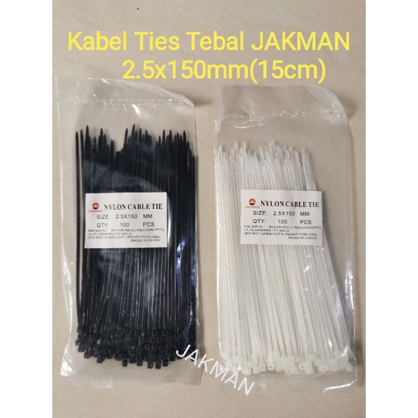 Kabel Ties JAKMAN 10cm/15cm Putih/Hitam isi100pc/pak/ pengikat kabel