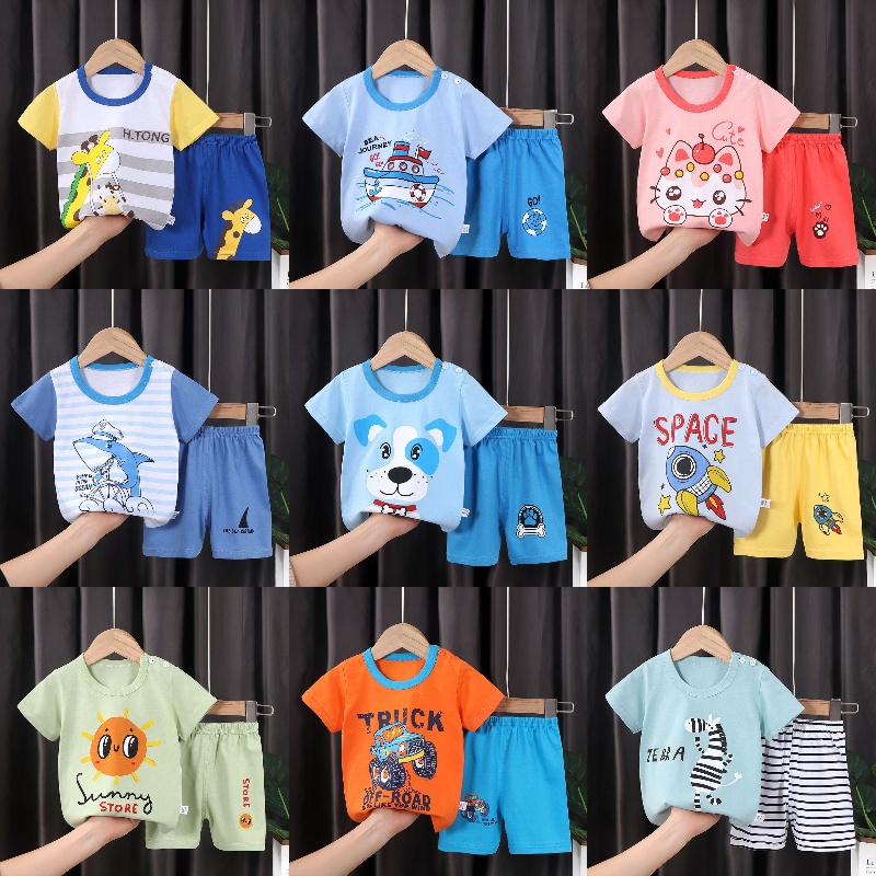 BABY STORE01 - BBA3 SETELAN ANAK 0- 3 TAHUN BAJU SETELAN ANAK PIYAMA TIDUR PENDEK JUMPER ANAK BAYI