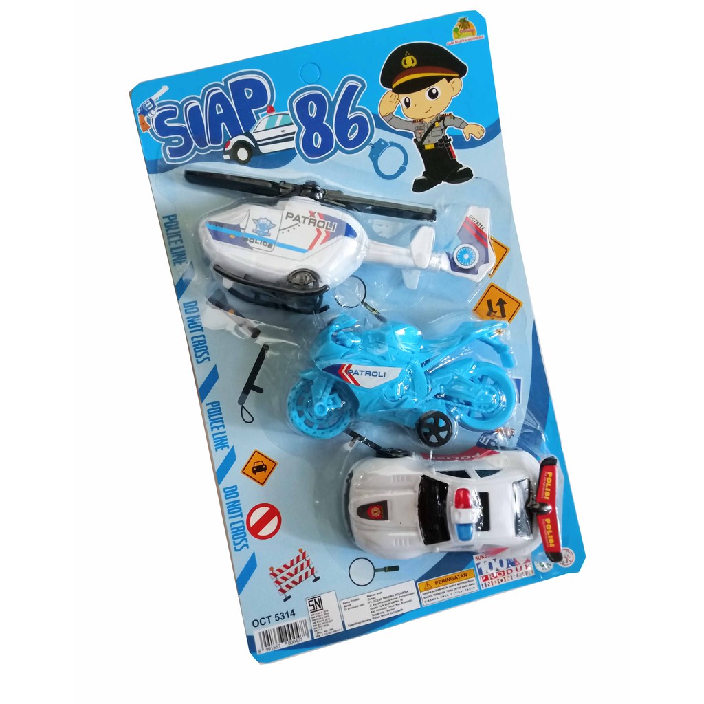 Mainan Kendaraan 3 Set Patroli Polisi