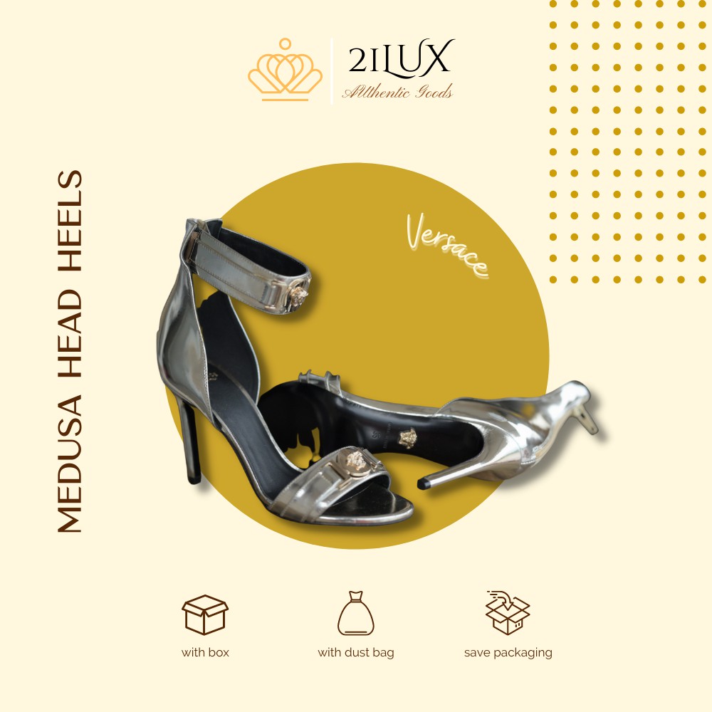 VERSACE - Medusa Head Heels Silver Ankle Cuff Size 35