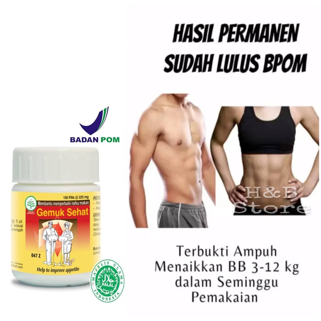 Herbal Penambah Berat Badan Gemuk Sehat 100 Pil Obat Gemuk Badan Suplemen Penggemuk Badan