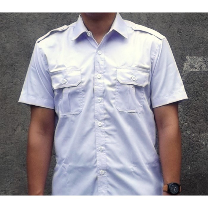 Kemeja Outdoor / Lapangan / Gunung / PDL Lengan Pendek Putih