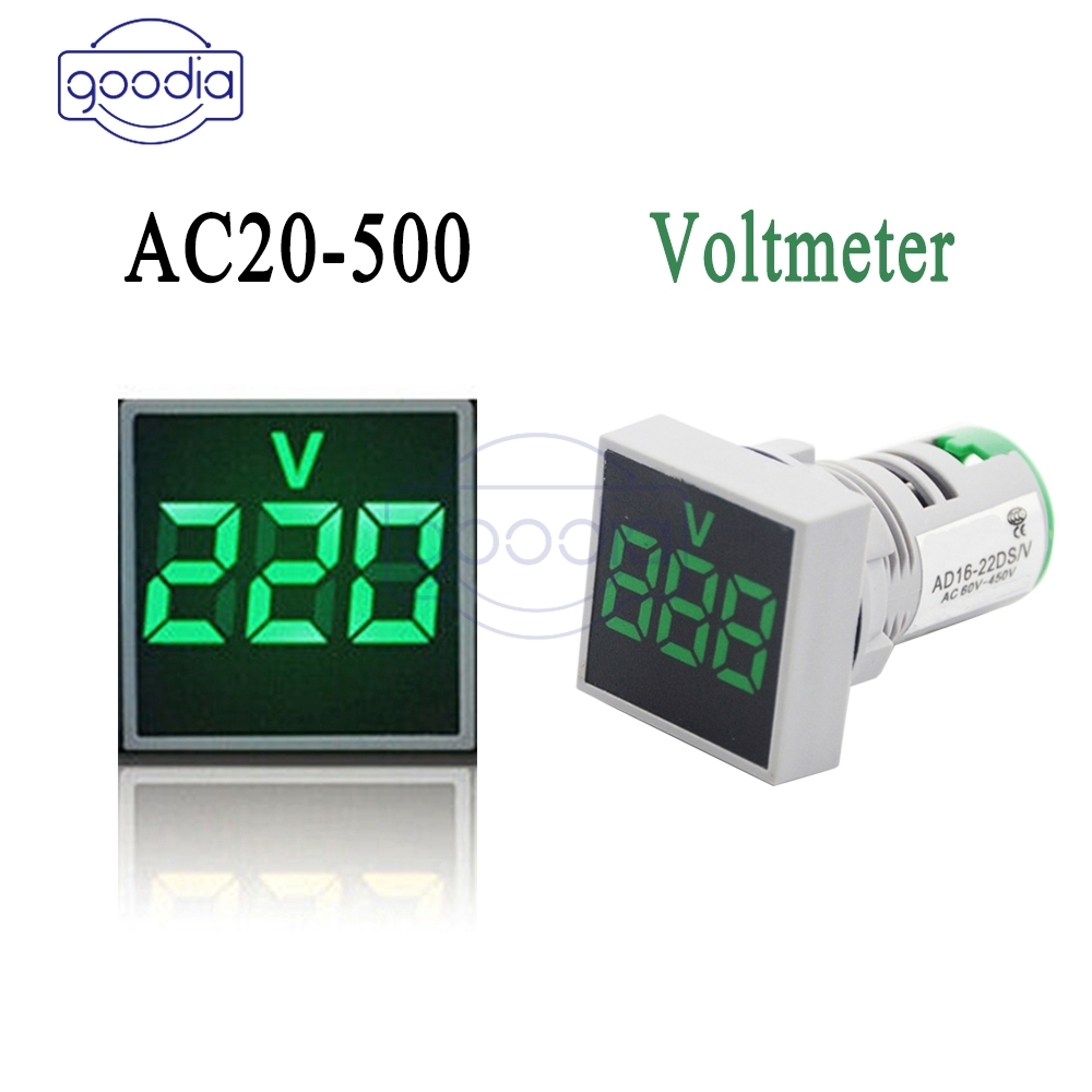 Indikator Voltmeter Mini Ac 20-500v Dengan Led Display Ukuran 22mm Untuk Pilot