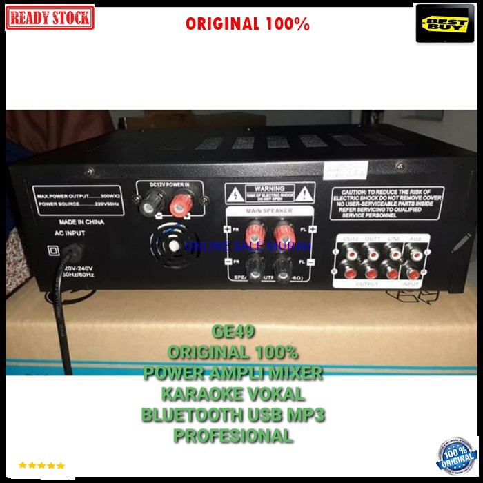 G49 Original 100% power ampli mixer bluetooth karaoke vokal vocal Amplifier bluetoot Equalizer bluetot blutut mixing ampli USB MP3 player audio sound AC DC pro aux dj  DIMENSI PRODUK 30CM X 20CM X 10CM   BISA BLUETOOTH KE SEGALA HANDPHONE  BISA AC DC / RU