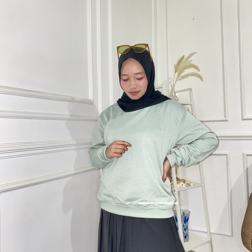 BASIC SWEATER Warna Mint || CRAWNECK POLOS II SWEATER BASIC KOREA