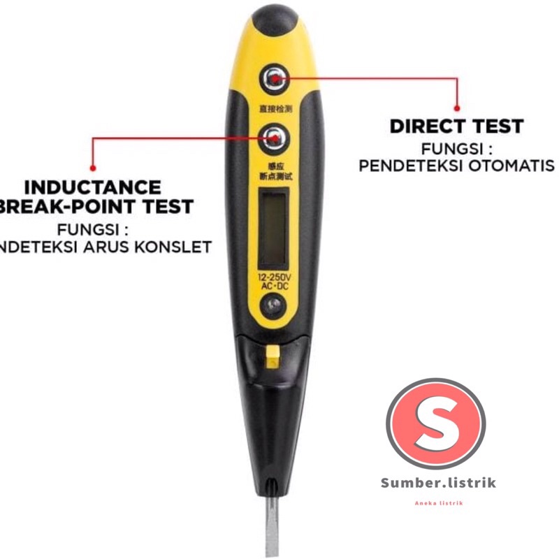 Digital Test Pen/Tespen Digital 12-250V AC/DC 14 cm /Alat Perkakas