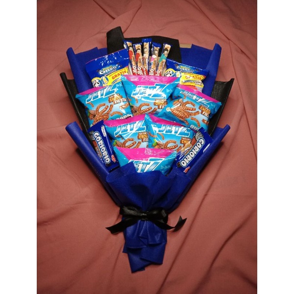 Buket Snack / jajan termurah serba biru free kartu ucapan