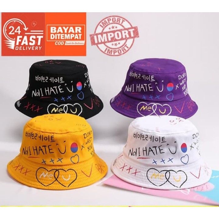 TOPI BUCKET KOREA SABLON TOPI BUCKET MURAH bucket korean topi bucket bolak balik fisherman badas 4.8