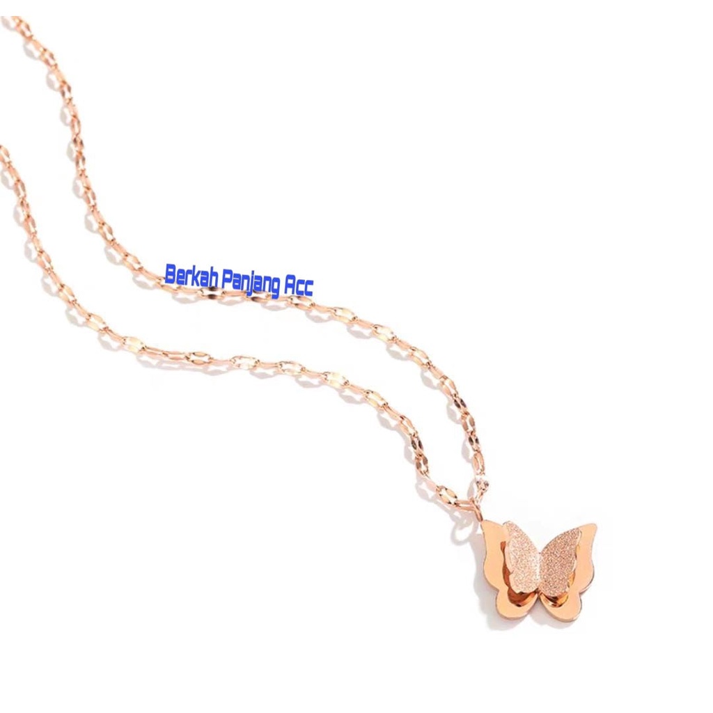 KALUNG TITANIUM RANTAI PECAH KOPI KUPU-KUPU MINIMALIS PERHIASAN EMAS KOREA ANTI LUNTUR ANTI KARAT