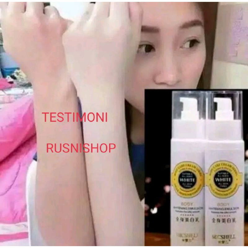 MICSHELL Whitening Lation , pemutih instant yang dapat memutihkan badan secara permanen
